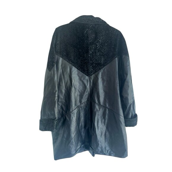 VTG Fitzwright Womens Leather & Suede Coat Plus 2X Black Patterned Suede Floral - Picture 3 of 7